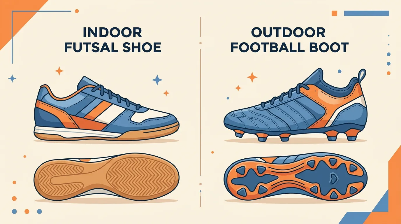 Perbedaan sepatu futsal indoor dan sepatu bola outdoor