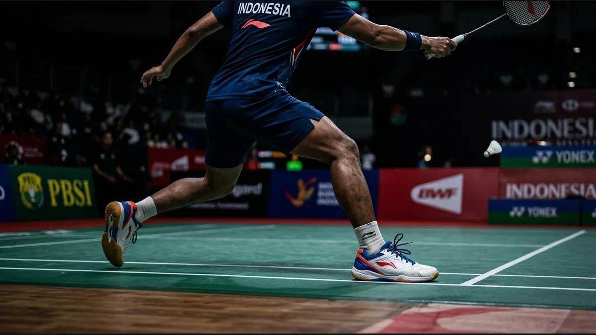 Sepatu badminton terbaik 2026 - pemain Indonesia beraksi di lapangan