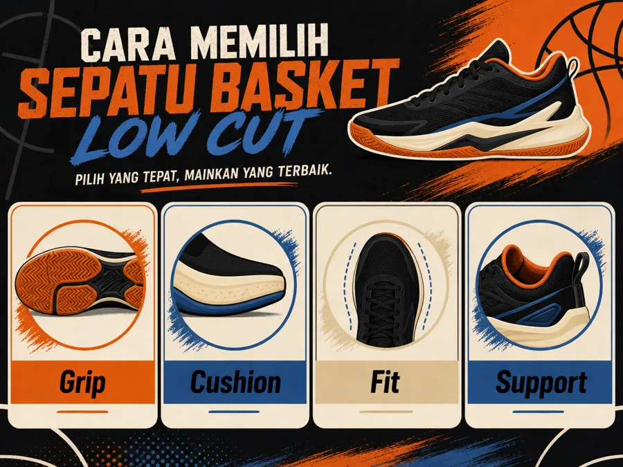 Ilustrasi fitting sepatu basket untuk gerakan cepat