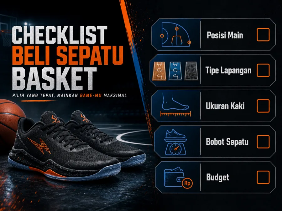 Ilustrasi checklist memilih sepatu basket