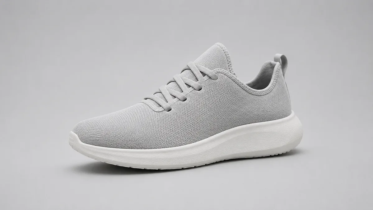 Sepatu olahraga tampak samping memperlihatkan garis pertemuan upper dan midsole